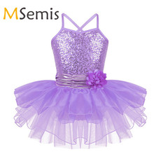 Kids Girls Ballet Tutu Dress swimsuit for Gymnastics Leotard Girls Dance Dress Spaghetti Shoulder Straps Sequins Flower Dress 2024 - buy cheap