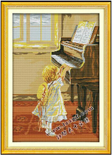 61*44cm needlework, diy conjunto para kit de bordado, adorável anjo bebê jogando piano padrão cênica cruz-ponto pintura a óleo decoração da parede 2024 - compre barato