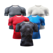2018 new quick-drying breathable shirt men's T-shirt gym fitness tights shirt snake-shaped sweatshirt running men's bodybuilding 2024 - buy cheap