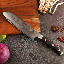 Sunnecko, faca de cozinha damasco, 7 ", facas santoku 73 camadas, japonês vg10, lâmina de aço co, cabo de madeira, cozinha, cutelo de legumes 2024 - compre barato