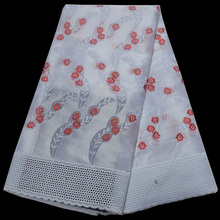 (5 yardas/pc) tela de encaje de gasa suiza de alta calidad blanca y roja con maravilloso bordado para vestido CLP236 2024 - compra barato