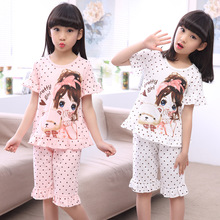 Summer Children's Sleepwear Cotton Short-sleeves Shirt and Pant Suit Girls Family Pajamas Kids 3-12T Pyjamas Children Costumes 2024 - купить недорого