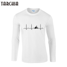 TARCHIA Homens Roupas Casuais Camiseta High-Elastic O Pescoço Linha Ondulada Men'S T-shirt Top Camisa de Manga Comprida T masculino T-Shirt Tee 2024 - compre barato