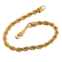 Pulseira com corda preenchida de ouro amarelo, para homens e mulheres, joias, presente, braceletes vintage 2024 - compre barato