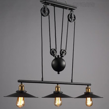 Loft vintage pendant lights Iron Pulley Lamp Bar Kitchen Home Decoration E27 Edison Light Fixtures 2024 - buy cheap