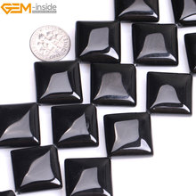 Gem-inside 20mm 25mm Natural Diagonal Square Black Agates Stone Beads For Jewelry Making 15'' DIY Christmas Valentine Gift 2024 - buy cheap