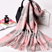Winter Plaid Wool Scarf for Women Shawls and Wraps Ladies Luxury Brand 2020 Soft Thick Pashmina Capes Plaid Warm Scarf Wool Wrap 2024 - buy cheap