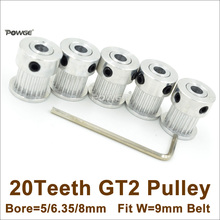 POWGE 5pcs 20 Teeth GT2 Timing Pulley Bore 5/6/6.35/8mm Fit Width=9mm 2GT Synchronous Belt 20Teeth 20T 2GT Timing Belt Pulley 2024 - buy cheap
