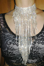 Women Long Fringe Bib Necklace Rhinestone Collar Choker Scarf Statement Trendy Crystal Bling Dangle Club Wear Party Jewelry 2024 - buy cheap