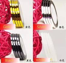 Lote de 10 rollos de cinta adhesiva para decoración de uñas, cinta de rayas de 2mm en 4 colores, dorado, plateado, blanco y negro, 2018 2024 - compra barato