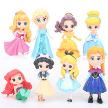 Disney Q Posket 8 шт./лот 5-9 см принцессы игрушки Замороженные Эльза Анна ПВХ экшн-фигурки Белоснежка Merida Куклы Игрушки для девочек подарок 2024 - купить недорого