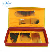 BOLIKIM Genuine Top Quality! Wholesale Traditional Acupuncture Massage Gua Sha Tool Genuine 100% Buffalo Horn 5 Pieces/Set 2024 - buy cheap