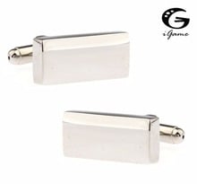iGame Men Gift Blank Cuff Links Silver Color Rectangle Design Brass Material Free Shipping 2024 - buy cheap