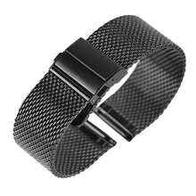 Mesh Milanese Bracelet Clasp Watchbands High Quality 18mm 20mm 22mm Silver Black Wrist Watch Band Strap for Clock Replacement 2024 - buy cheap