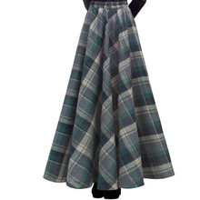 TIYIHAILEY Free Shipping New Long Maxi Thick A-line Skirts For Women Elastic Waist Winter Plaid Woolen Skirts Warm With Pocket 2024 - buy cheap