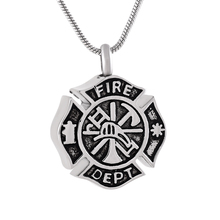 FIRE DEPT Stainless Steel ID Cremation Urn Pendant Necklace Hold Ashes Pendants in Pendant Necklace Dog Tag Memorial Urns 2024 - buy cheap