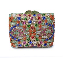 Bolsa de embreagem de cristal de luxo colorido mini pacote sparkly senhoras dia clutch saco de presente de noiva para o casamento 2024 - compre barato