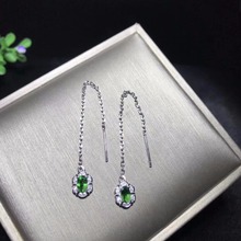 Almei Natural Diopside Drop Earrings for Women, 925 Sterling Silver, 4*6mm*2 Pcs Birthstone Gemstone Party Jewelry FR104 2024 - buy cheap