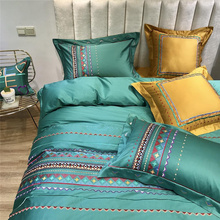 Luxury Egypt Cotton Bohemia trail Bedding Set Embroidered Silky Duvet Cover Bed Sheet Pillowcases Queen King Size 4/6/7Pcs 2024 - buy cheap