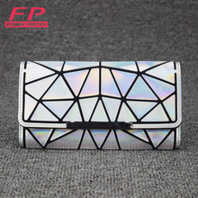 Moda Feminina Longo Zíper Da Bolsa Da Carteira de Embreagem Geometria Padrão de Treliça de Diamante Carteiras Femininas bolsa Titular do Cartão Saco Do Telefone Carteira 2024 - compre barato