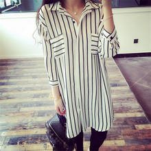 DoreenBow New Fashion Striped Blouse Tops Women Spring Autumn Style Long Sleeve Turn-down Collar Shirts Over Big 5XL Size, 1 PC 2024 - buy cheap