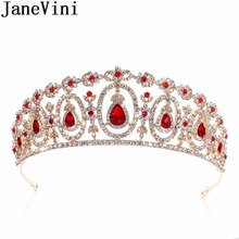 JaneVini Sparkly Baroque Crystal Bridal Crown Tiaras Women Hair Jewelry Green Royal Blue Gold Silver Bride Wedding Headpieces 2024 - buy cheap