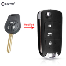 KEYYOU 3 кнопочный Складной флип Модифицированный Корпус ключа дистанционного управления для автомобиля чехол для ключа с необработанным лезвием для NISSAN Maxima Sentra Versa Sylphy 2024 - купить недорого