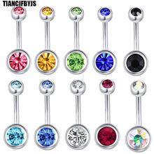 TIANCIFBYJS Belly Button Rings For Women Surgical Piercing Body Jewelry  Press Fit Gem Multicolor CZ Navel Piercing Dropshipping 2024 - buy cheap