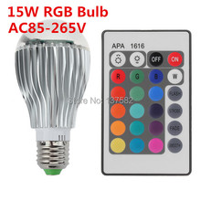 New arrival LED RGB lamp 10pcs/lot 15W E27 RGB LED Bulb 85-265V with Remote Control multiple colour led lighting 2024 - buy cheap