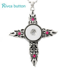 P00725 For 18mm Button Wholesales With free Stainless Steel Chain Newest Christian Cross Snap Button Jewelry Pendant necklace 2024 - buy cheap