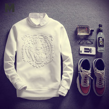 Men Beige Solid Tiger Print Sweatshirt Mankind Clothes 2019 Fashion Casual Autumn Long Sleeve Male Clothing Mens Pullovers 2024 - buy cheap
