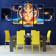 Carteles de lienzo en módulos, cuadros de Ganesha, elefante, Dios, decoración del hogar, marco de Arte de pared del dormitorio, impresiones modernas, 5 piezas 2024 - compra barato