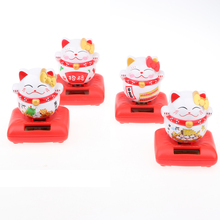 Cute Solar Powered Lucky Cat Figurine - Nodding Dancing Bobbing Animal Model for Good Health & Fortune Toy Home Decor 2024 - buy cheap