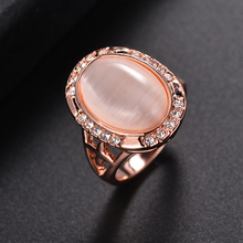 Delicado elipse anillos de ópalo de fuego Simple romántico anillo de cristal para mujeres compromiso boda dedo joyería 2024 - compra barato