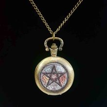 Relógio de bolso com joia para personalidade, relógio de bolso de vidro com pentagrama, feixe de joias oculto 2024 - compre barato