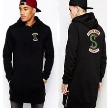 Fashion Hem Both sides zipper Lengthen Hoodie Sweatshirt Hip hop Streetwear Autumn Winter Riverdale Southern snake hoodies men 2024 - buy cheap