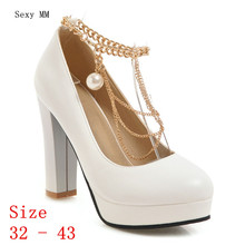 Zapatos de tacón alto con plataforma para mujer, calzado de fiesta, boda, talla grande 32, 33-40, 41, 42, 43 2024 - compra barato