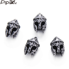Pipitree 4pcs/lot Wholesale Stainless Steel DIY Beads Charms fit Men Bracelet Black Vintage Helmet Beads for Jewelry Making 2024 - buy cheap