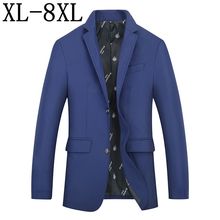 Размер 8XL 7XL 6XL 2019 новый осенний пиджак в деловом стиле мужской повседневный Блейзер высокого качества Masculino синий пиджак для мужчин 2024 - купить недорого