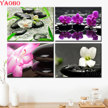 4 PCS Square/round Diamond Embroidery Black Zen Stone orchid Mosaic Cross Stitch diy 5D Diamond Painting Rhinestone pictures 2024 - buy cheap