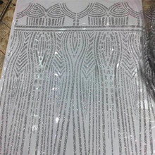 Fashion design 5yards H-1971401 stock Sexy silver pattern glued glitter tulle mesh lace fabric for sawing dress 2024 - buy cheap