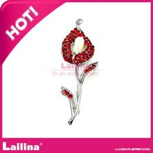 Fashion red flower crystal brooch rhienstone garment pin for women free shipping 2024 - buy cheap