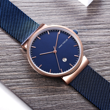 MINI FOCUS-Reloj de pulsera sencillo clásico para hombre, de cuarzo, con correa de malla, resistente al agua, MF0184G, azul y rosa 2024 - compra barato