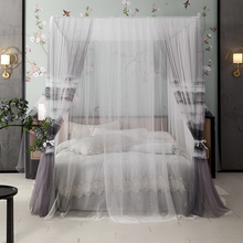 Gray Mosquito Net Pastoral style Lace Four Corner Post girls Canopy Bed Mosquito Net contain frame for Queen King Bed Drop Shipp 2024 - buy cheap