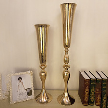 88cm/35" Flower Vase Wedding Table Centerpiece Event Road Lead Gold Metal Vases Party Decoration Flower Holders 2024 - buy cheap