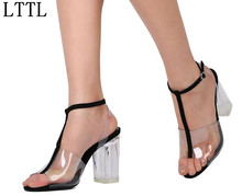 LTTL-zapatos transparentes de tacón alto para Mujer, Sandalias Lucite Perspex de 9cm, con punta abierta, para verano 2024 - compra barato