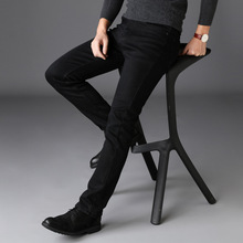 Джинсы мужские стрейчевые, повседневные узкие брюки из денима, черные, на осень/зиму 2024 - купить недорого