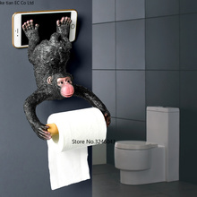 Настенный держатель для бумаги в европейском стиле для ванной комнаты с обезьянами, водонепроницаемый держатель из смолы для туалетной бум... 2024 - купить недорого