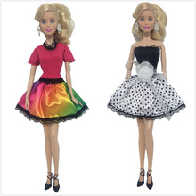 NK 2 Set/Lot Doll Dress Beautiful Handmade Party ClothesTop Fashion Dress For Barbie Noble Doll Best Child Girls'Gift 2024 - buy cheap