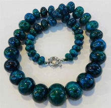 FREE SHIPPING J0035 Charming!! 10-20mm Azurite Phoenix Stone Roundel Beads Necklace 2024 - buy cheap